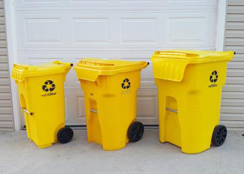 THREE TRASH BINS